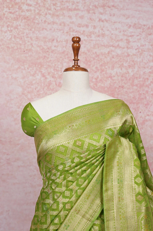 Green Semi Banarasi Saree - Seematti