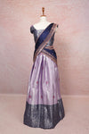 Lavender And Navy Blue Semi Chanderi Dhavani Set - Seematti