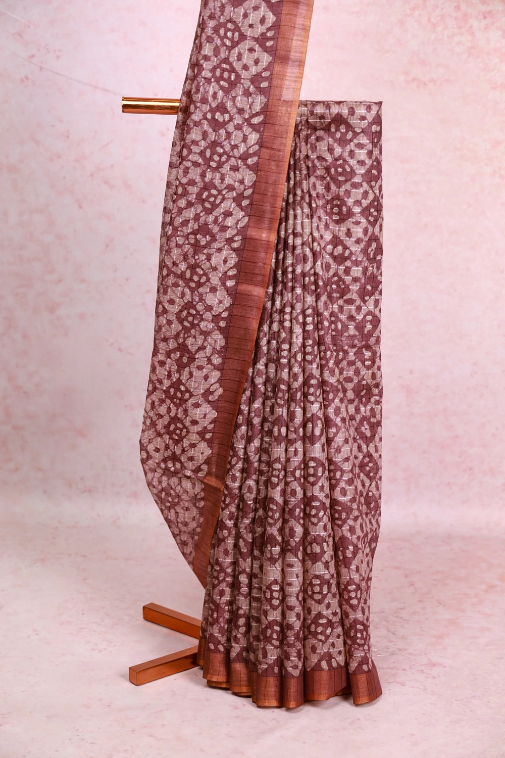 Lavender Ash Semi Tussar Saree - Seematti
