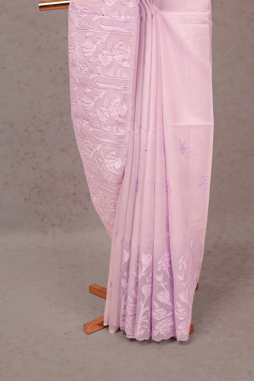 Lavender Check Kota Saree