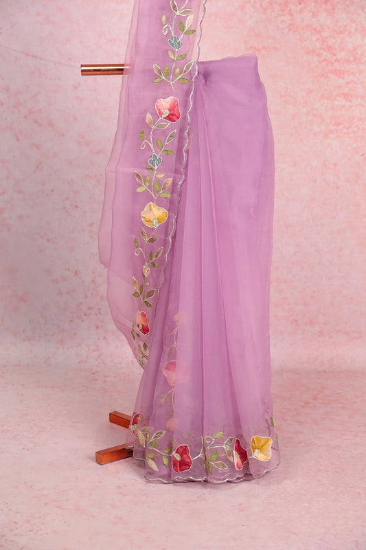 Lavender Tissue Organza Saree