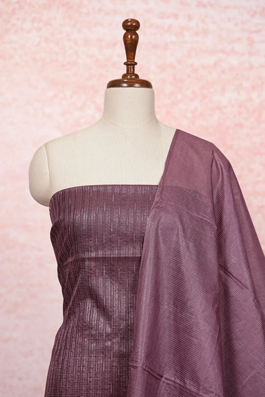 Lavender Tussar Lines Unstitched Churidhar Material - Seematti