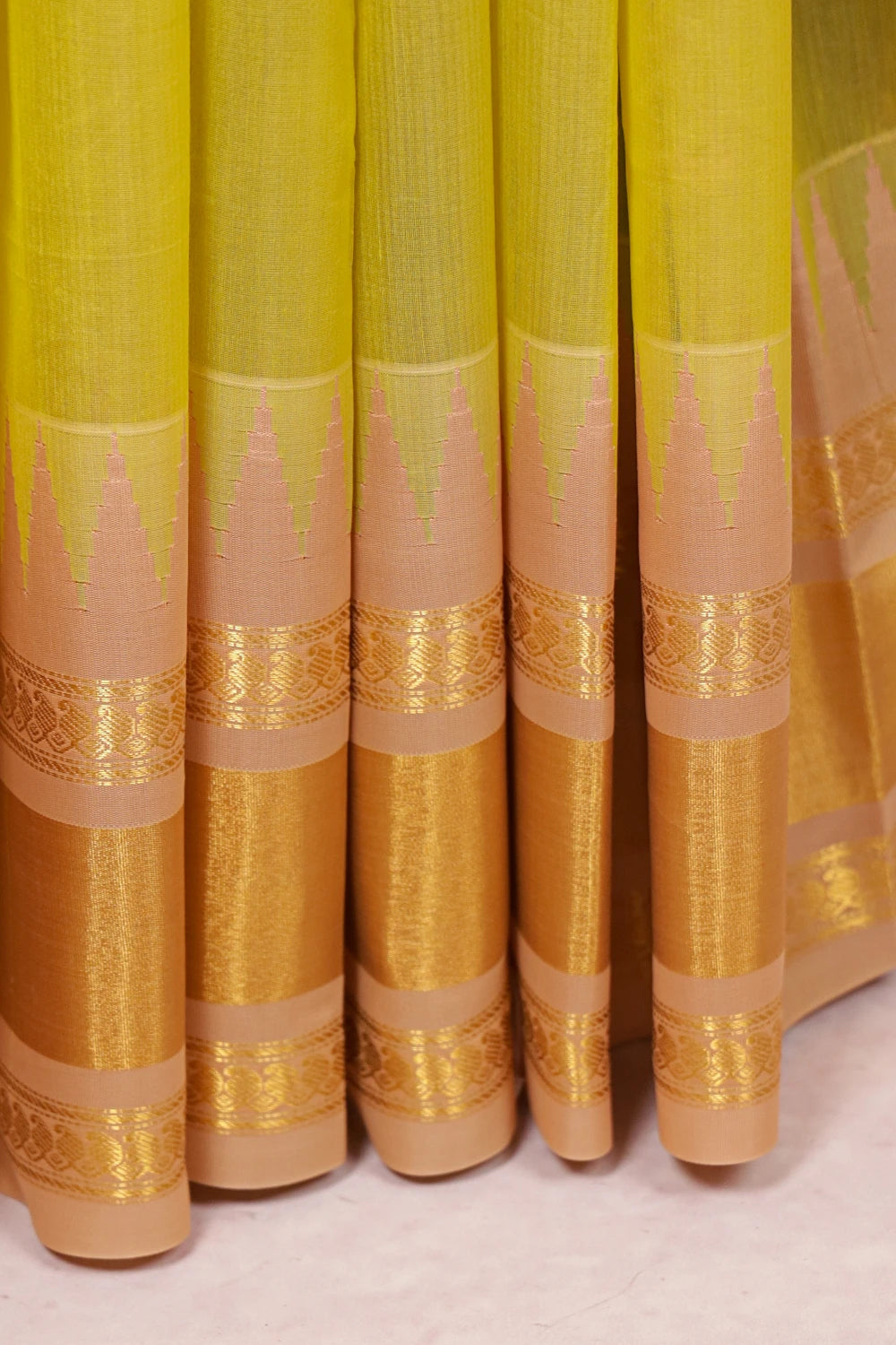 Lemon Yellow Cotton Silk Saree - Seematti