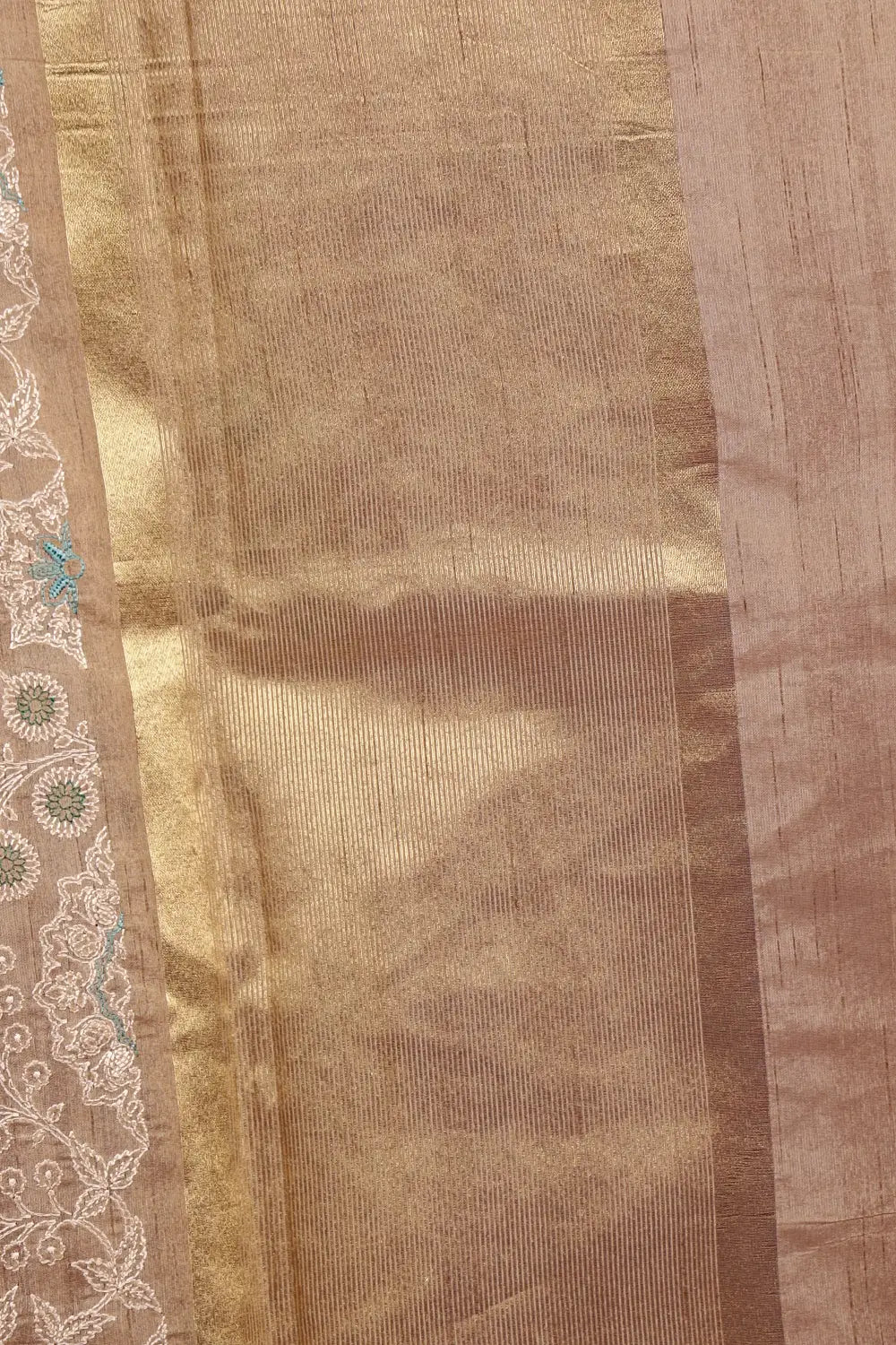 Light Beige Semi Jute Saree - Seematti