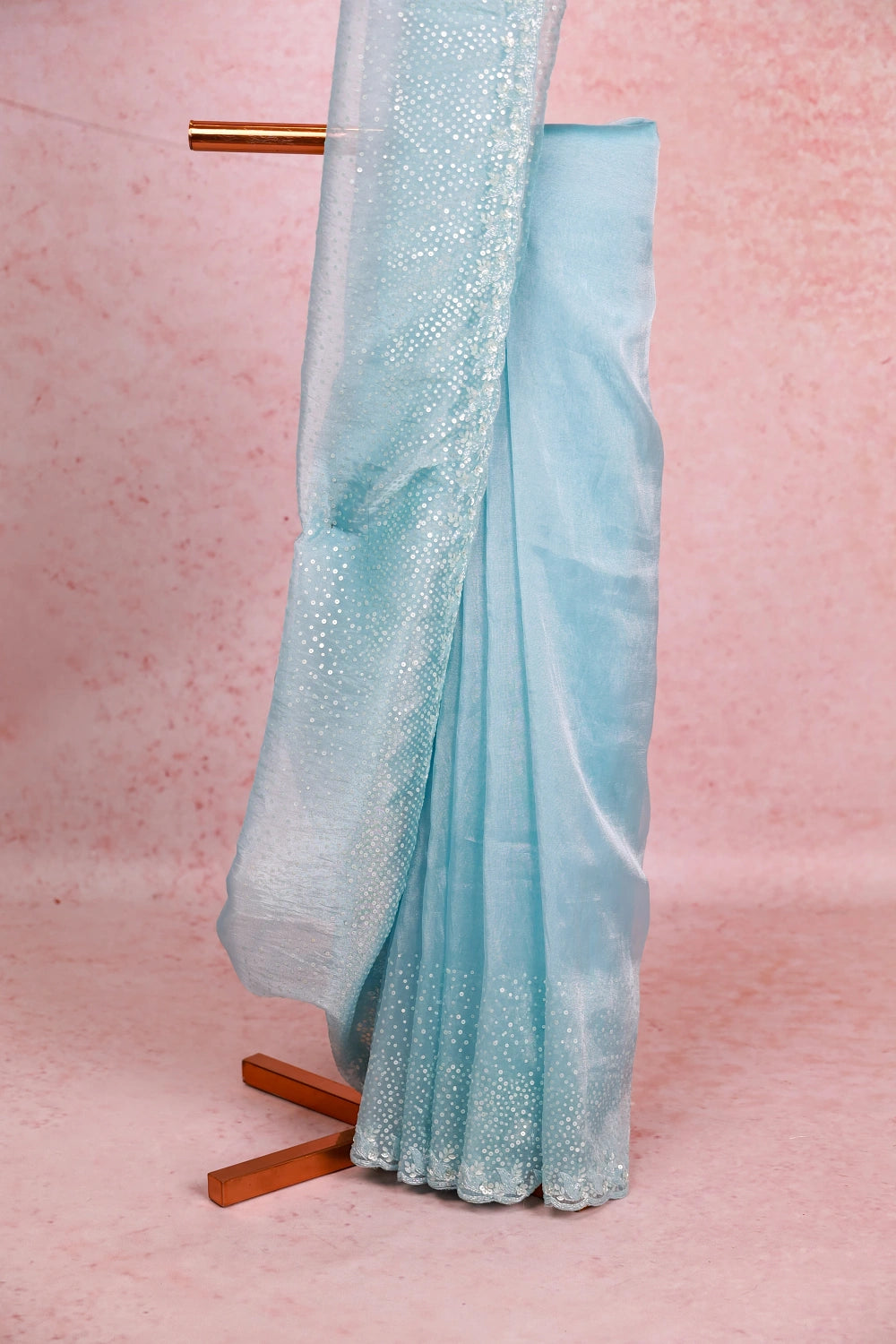 Light Blue Tissue Organza Saree