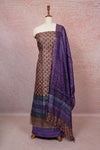 Light Brown Tussar Printed Unstitched Churidhar Material - Seematti