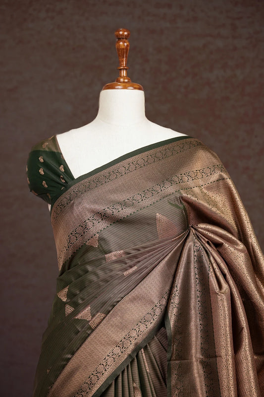Light Green Colour Semi Silk Saree