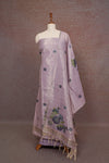 Light Lavender Semi Tissue Embroidery Unstitched Churidhar Material