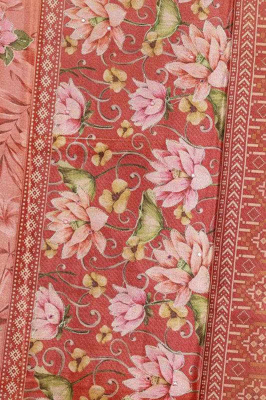Light Peach Semi Tissue Saree
