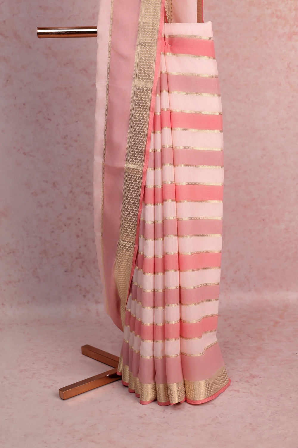 Light Pink Crepe Chiffon Saree