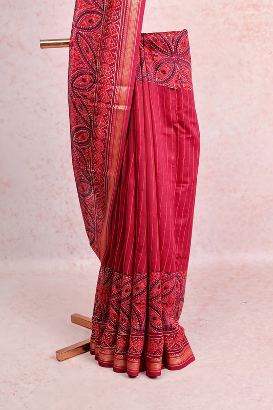 Maroon Chanderi Silk Saree