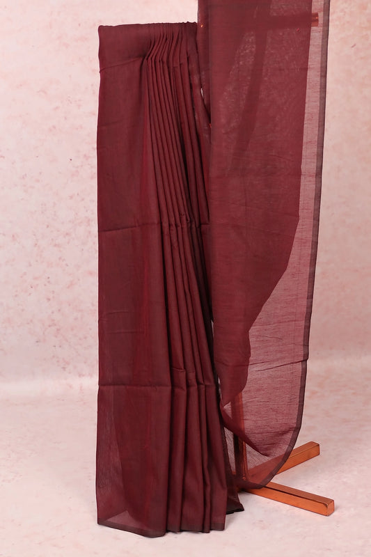 Maroon Mul Cotton Saree