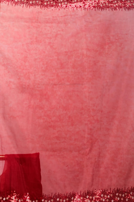 Maroon Net Saree