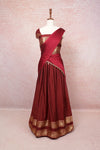 Maroon Semi Chanderi Dhavani Set - Seematti