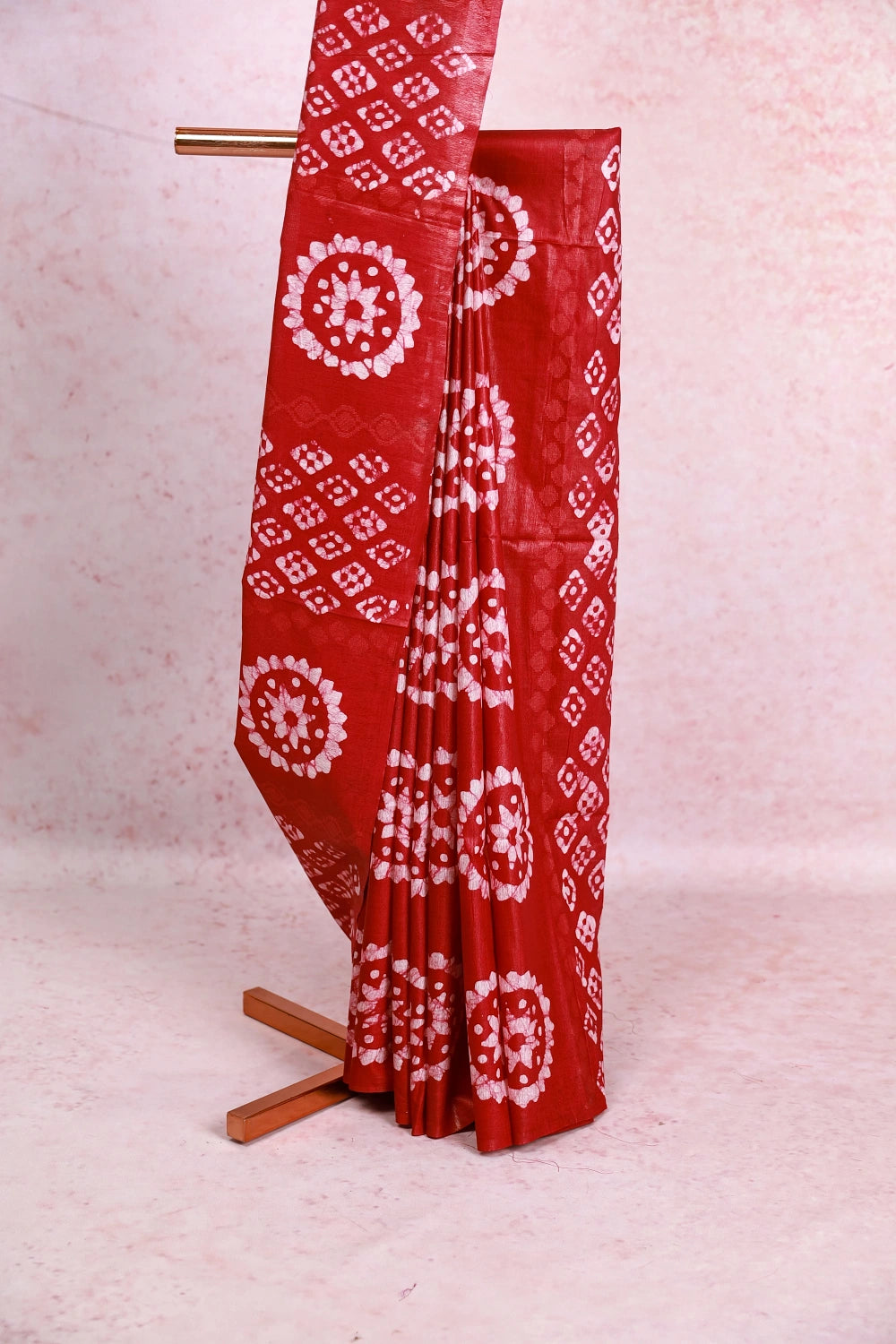 Maroonish Red Semi Tussar Saree