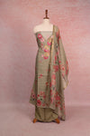 Moss Green Chanderi Embroidary Unstitched Churidhar Material