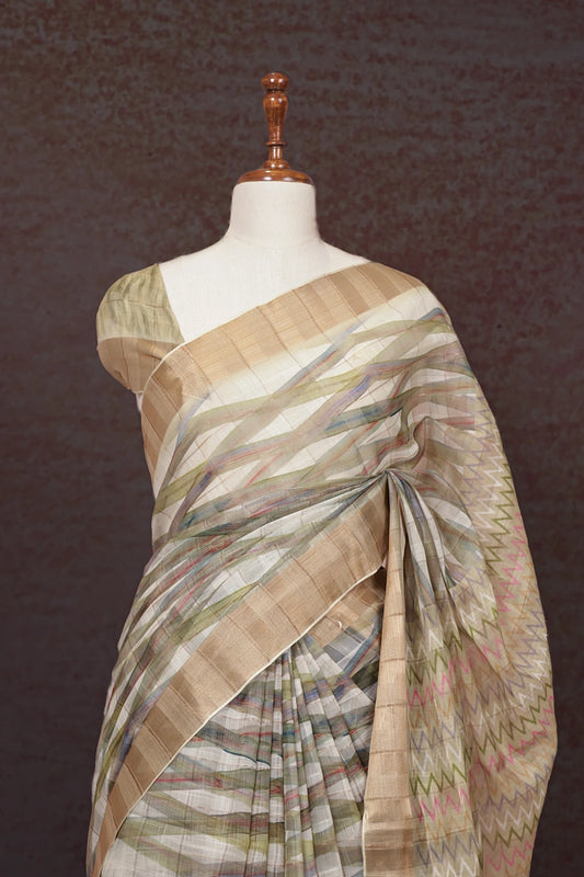 Multi Color Semi Linen Saree - Seematti