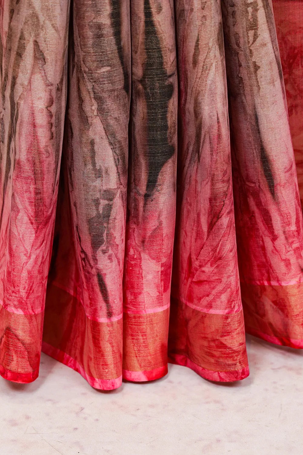 Multi Color Semi Tussar Tissue Lines With Printed Saree With Zari Border - Seematti