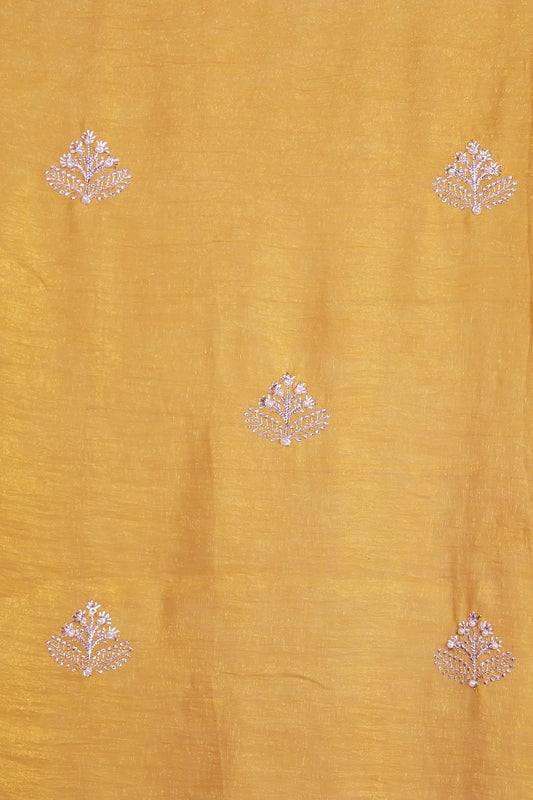 Mustard Yellow Crush Organza Saree