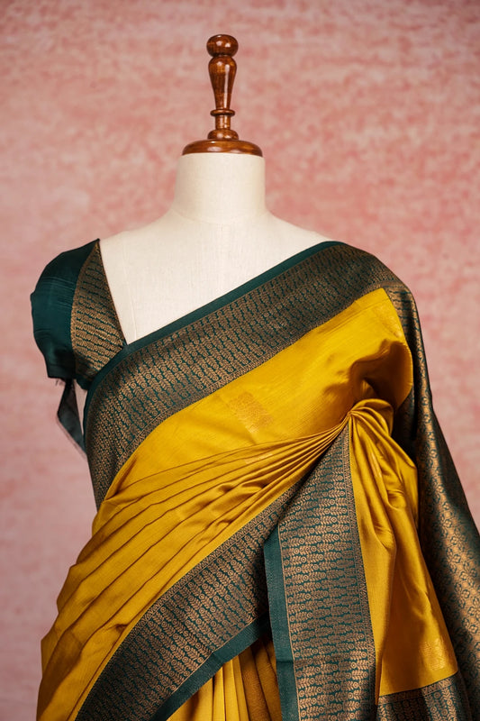Mustard Yellow Semi Silk Saree - Seematti