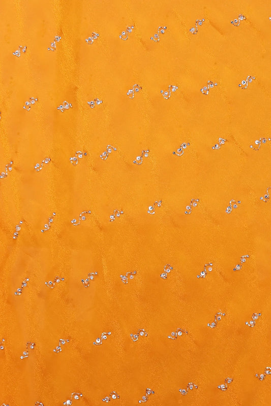 Mustard Yellow Velvet Organza Saree