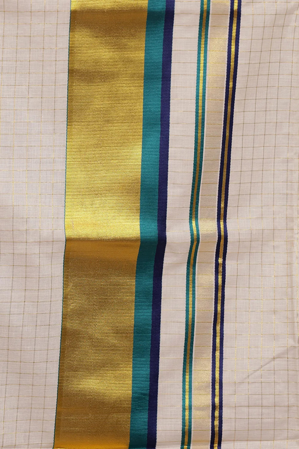 Off White Cotton Kerala Saree - Seematti
