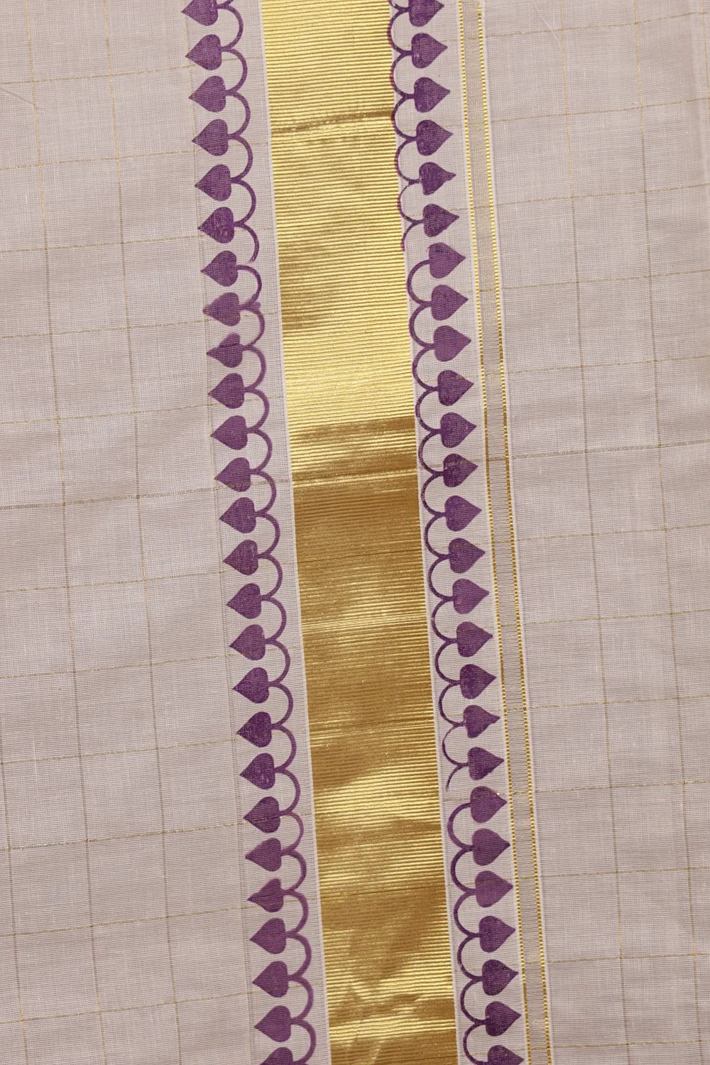 Off White Cotton Kerala Saree - Seematti