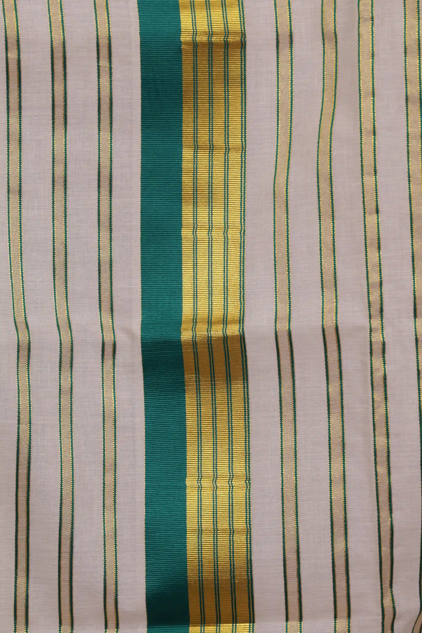 Off White Cotton Lines Kerala Saree with Line Border - Seematti