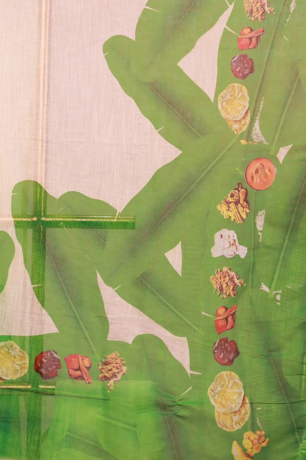 Off White Semi Linen Kerala Saree - Seematti