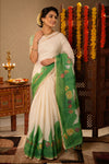 Off White Semi Linen Kerala Saree - Seematti