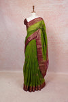 Olive Green Semi Jute Saree - Seematti