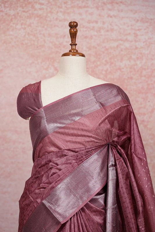 Onion Color Semi Tussar Saree - Seematti