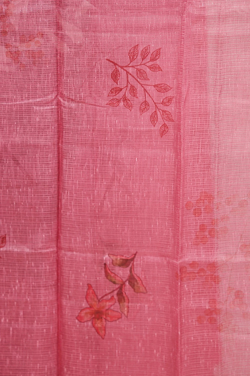 Onion Pink Chanderi Silk Hand Work Unstitched Churidhar Material