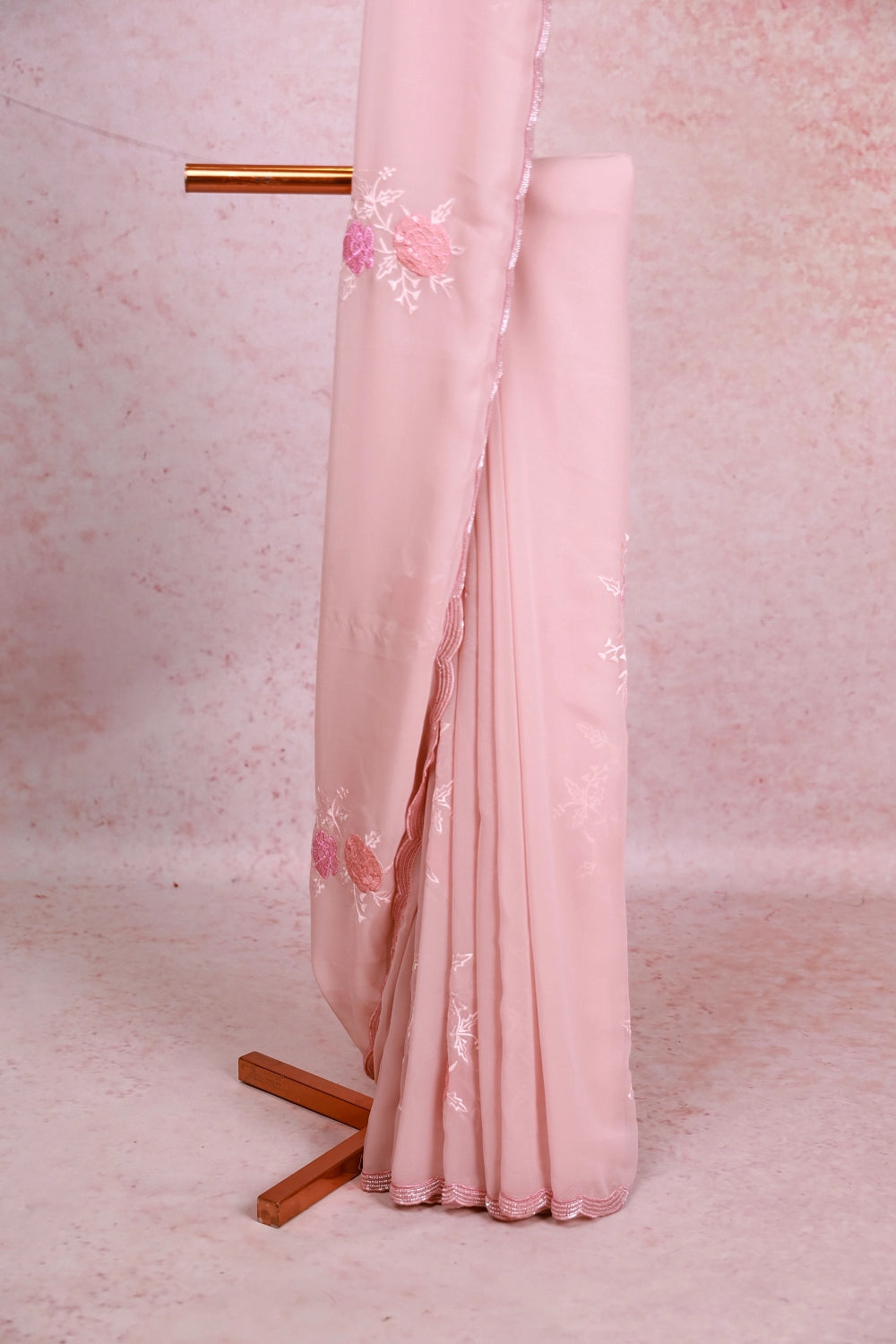 Onion Pink Georgette Saree