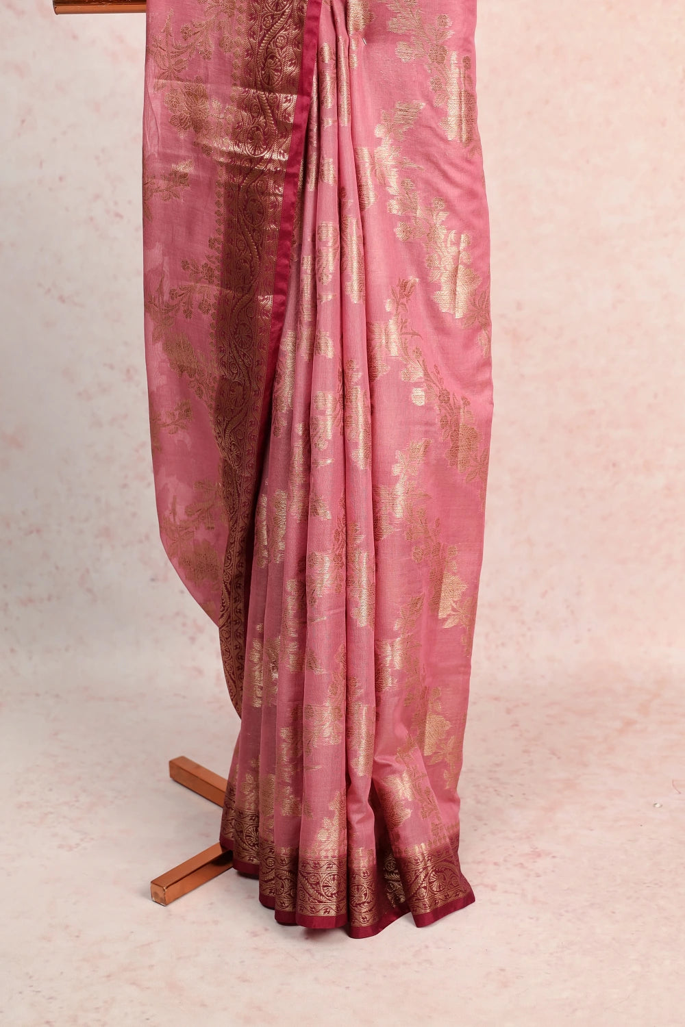 Onion Pink Semi Chanderi Saree