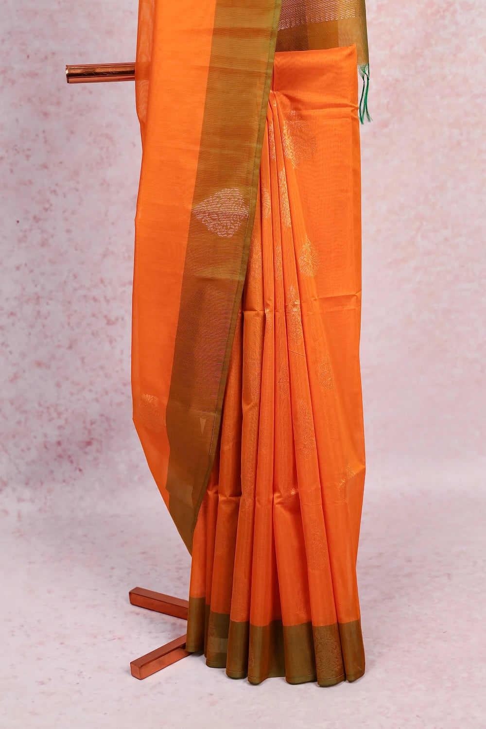 Orange Cotton Silk Saree