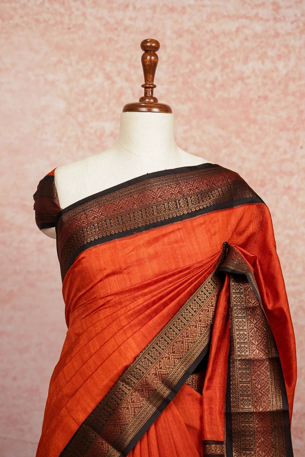Orange Jute Banarasi Saree