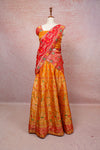 Orange Semi Banarasi Dhavani Set - Seematti