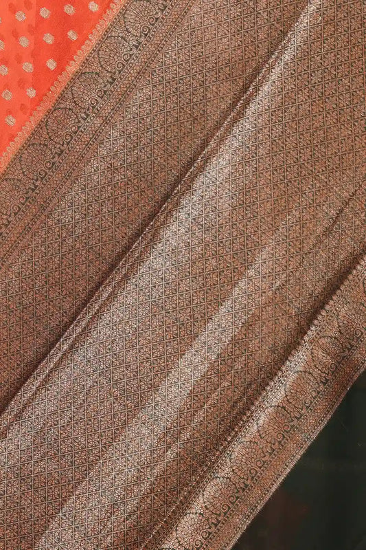 Orange Semi Banarasi Saree