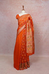 Orange Semi Banarasi Saree - Seematti