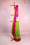 Parrot Green Cotton Silk Saree