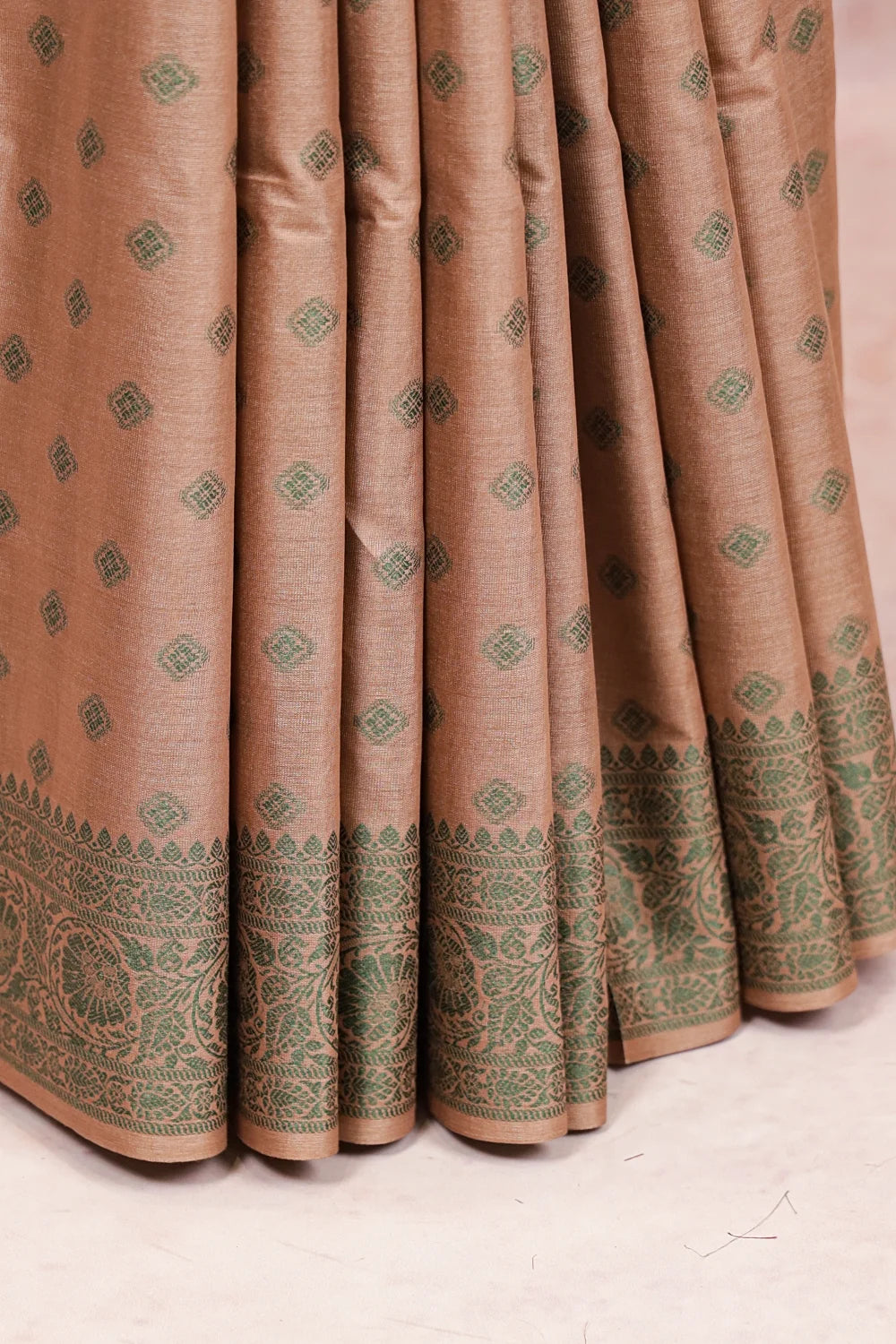 Pastel Brown Tussar Silk Saree