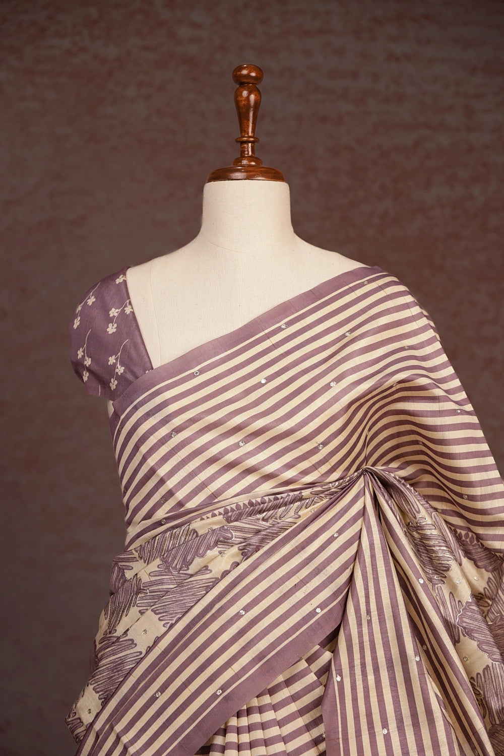 Pastel Lavender Semi Tussar Saree