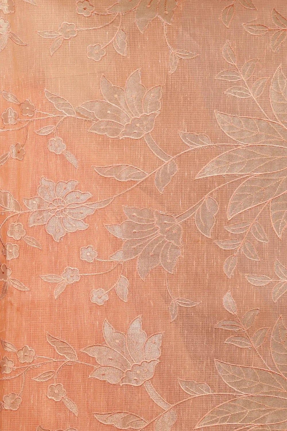 Peach Color Cotton Tissue Saree - Seematti