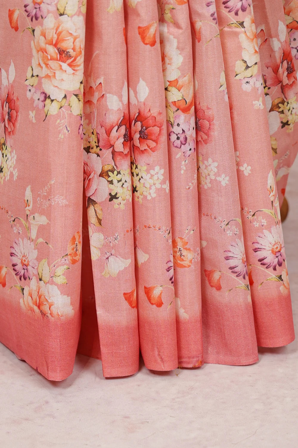 Peach Semi Tussar Saree