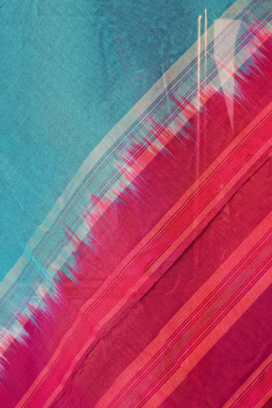 Peacock Blue Cotton Saree