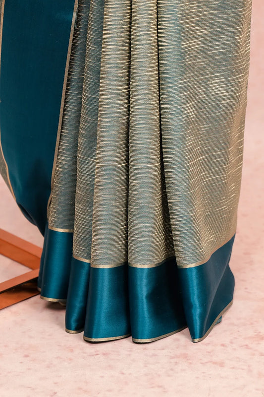 Peacock Blue Crepe Saree
