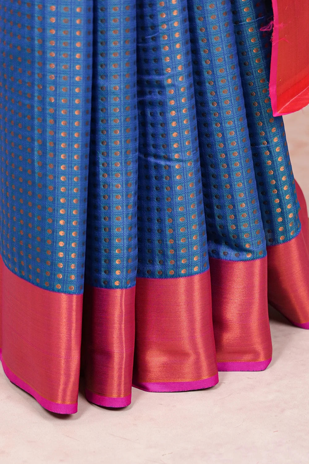 Peacock Blue Semi Silk Saree