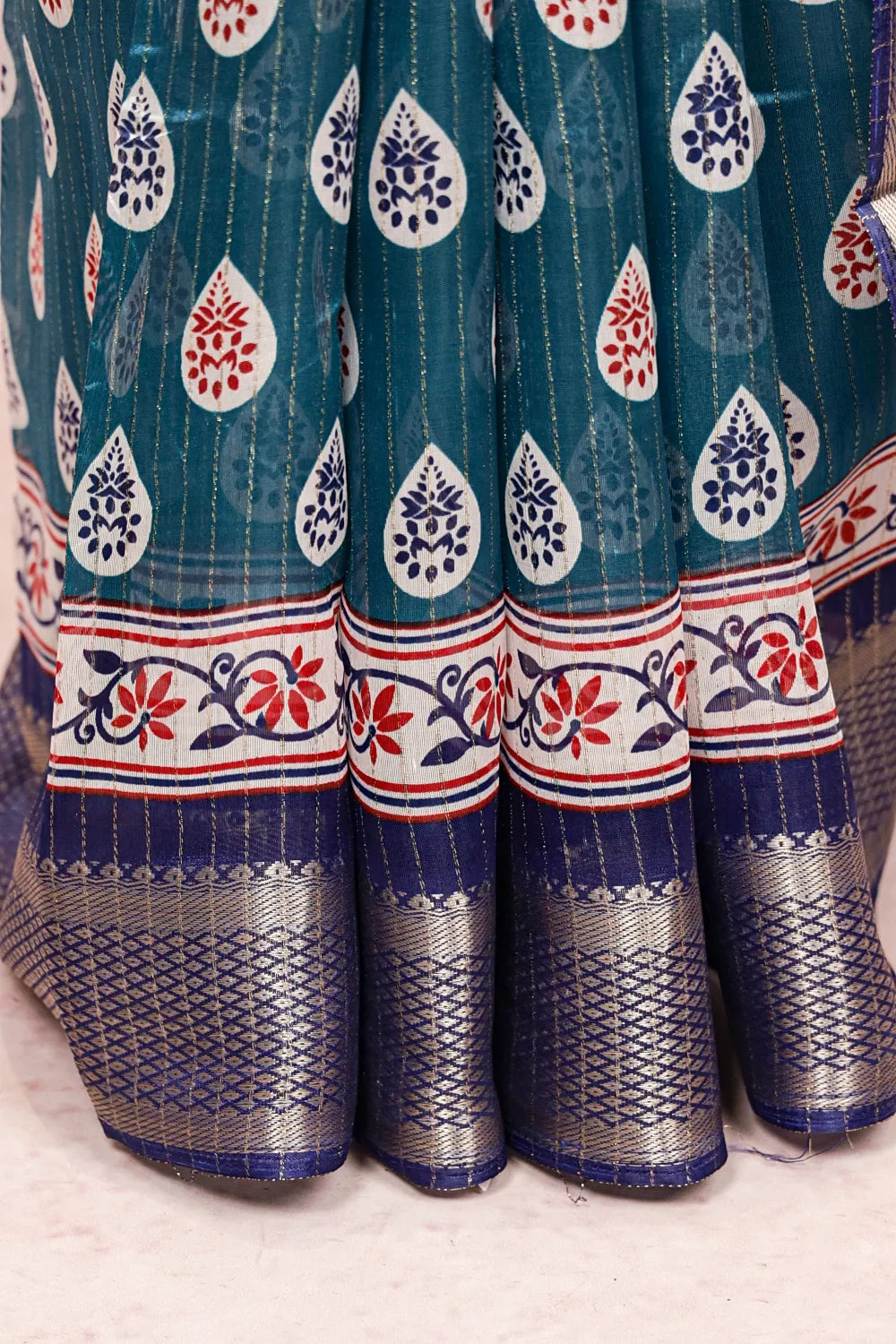 Peacock Green Cotton Silk Saree