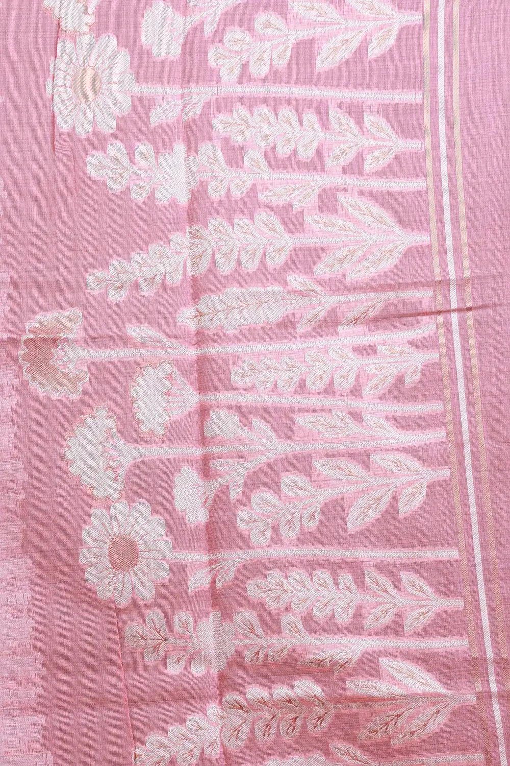 Pink Chanderi Silk Thread Work Unstitched Churidhar Material - Seematti